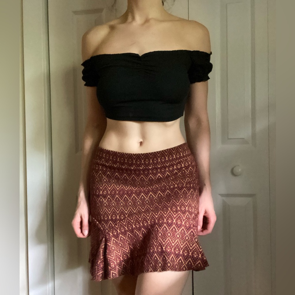 Free people jacquard ruffled mini skirt